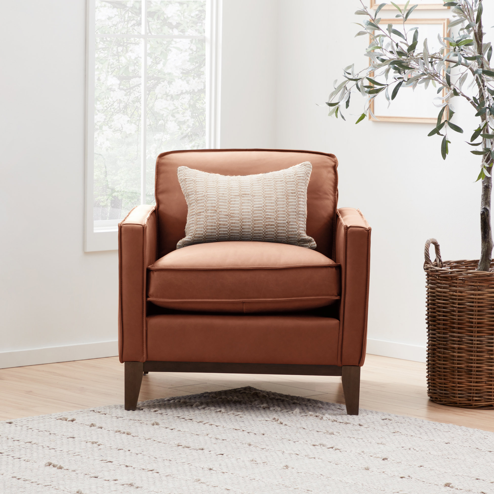 Cascades Genuine Leather Armchair, Mocha Genuine Leather