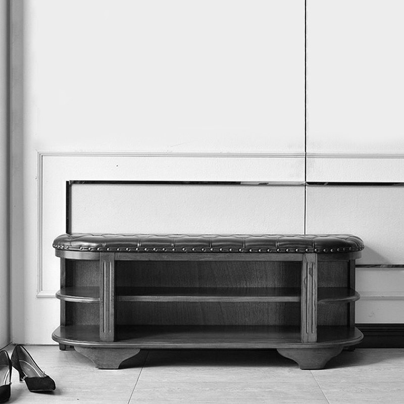 Banc de rangement pour chaussures American Vintage, Noir brunâtre