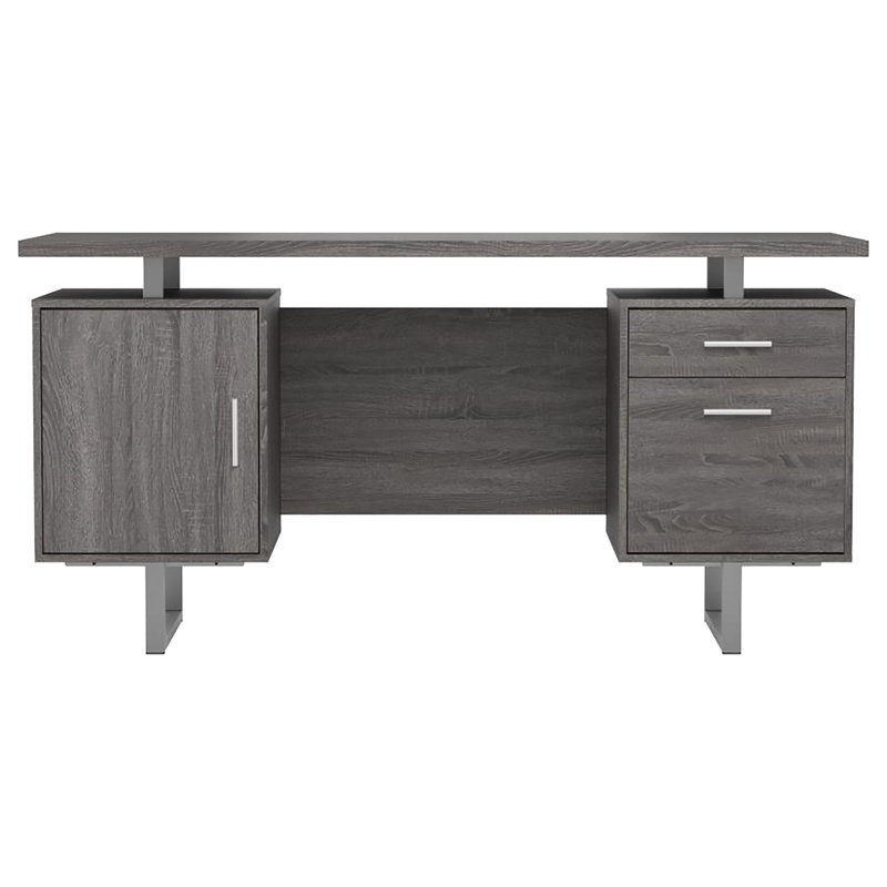 2 bureau gris patiné avec armoire et classeur pour bureau fonctionnel