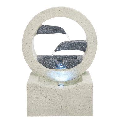 Modern Elegant Resin 3-Tiered Fountain With LED Light