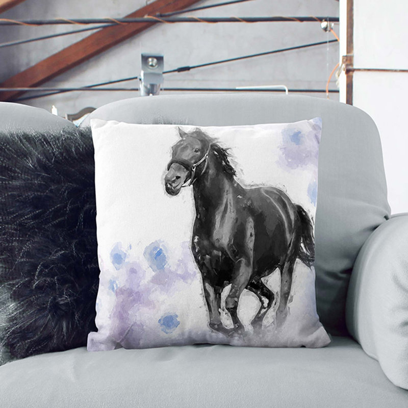Wild Horse Cushion with Filling, 40cm H x 40cm W x 15cm D, Stone