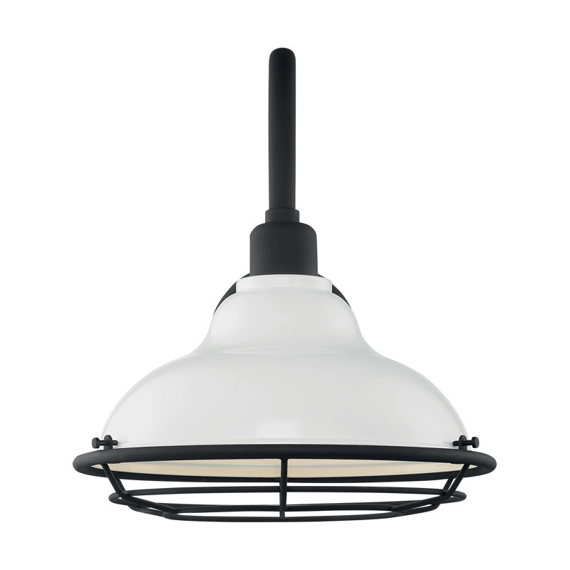 Luminaire de grange d'extérieur Leonardo, Blanc brillant / noir texturé, Noir, H 14,13 po x l 12 po x P 19,25 po