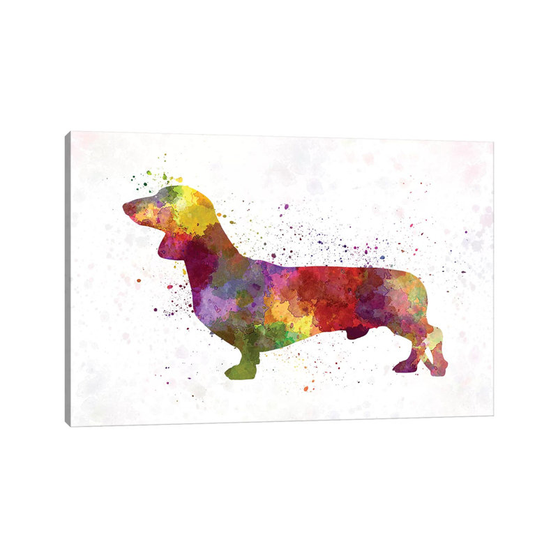 Dachshund in Watercolour 1 Piece Wrapped Canvas Painting, 66.04 cm H x 45.72 cm W