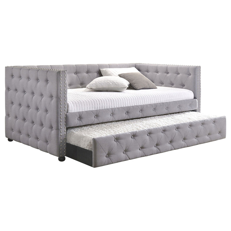 Cross Creek Grey Upholstered Twin Daybed with Trundle