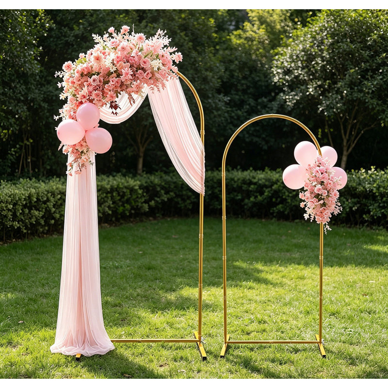 Ensemble de 2 supports en toile de fond en forme d'arche de mariage antirouille en métal, assemblage facile avec barre transversale de base, robuste et durable pour le mariage, l'anniversaire, la fête de naissance, la décoration de fête