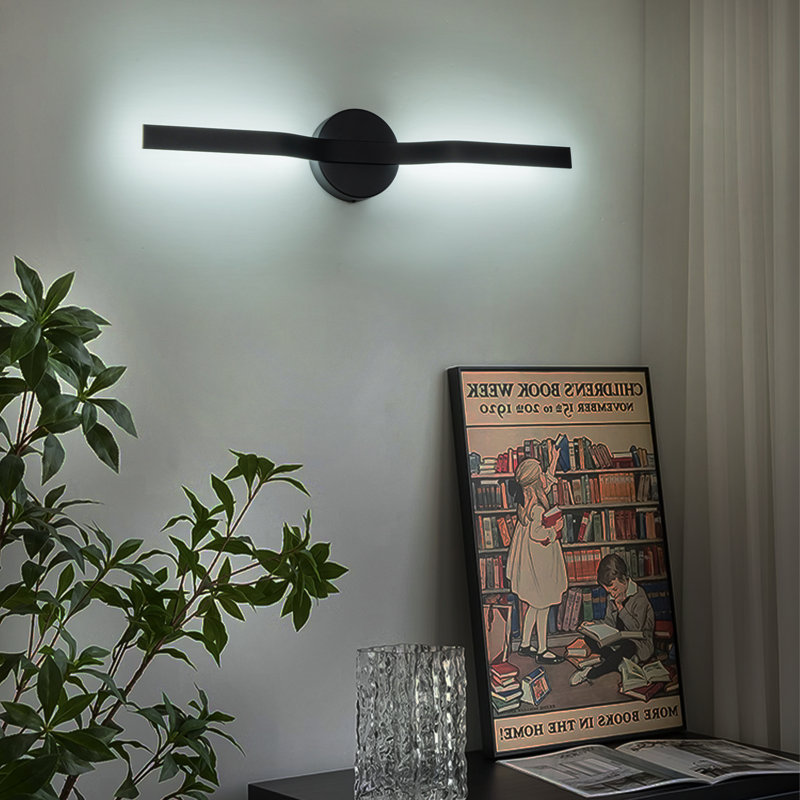 Applique murale 24 po à DEL linéaire moderne 24 po - Luminaire encastré en métal noir, 1050 lumens, blanc froid, à intensité variable, homologué ETL - Luminaire de couloir de chambre minimaliste