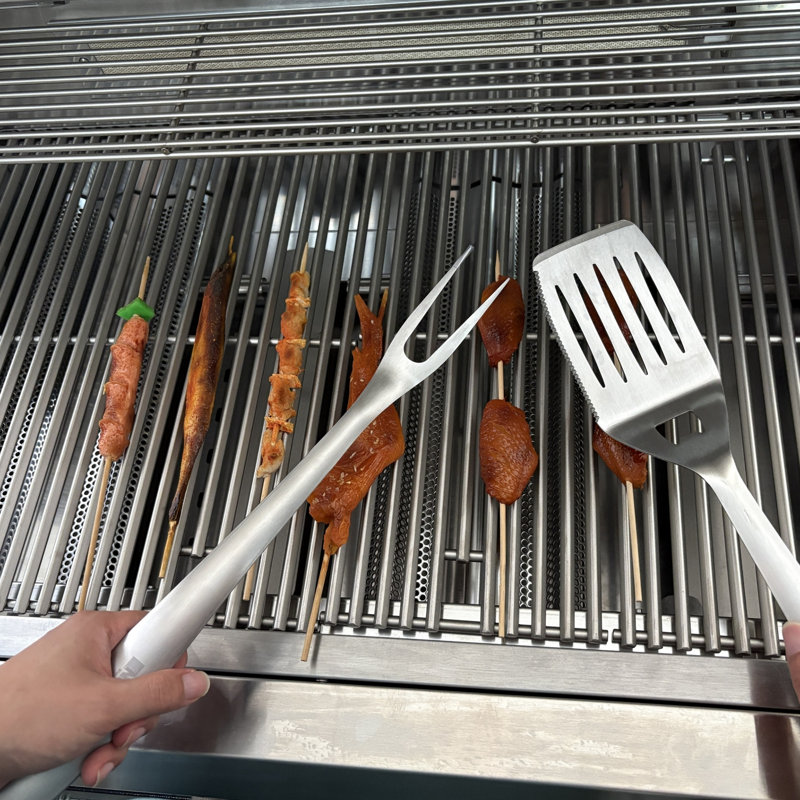Ensemble d'outils pour barbecue robuste en acier inoxydable, accessoires pour barbecue, outils de barbecue, ensemble d'ustensiles avec spatule, trousse, brosse, toogs