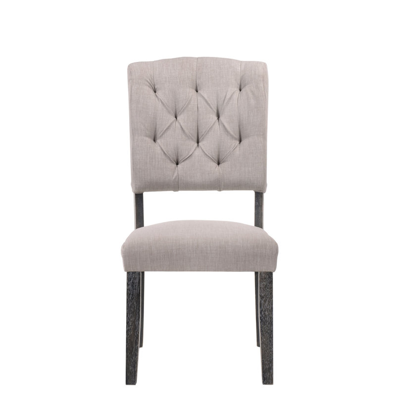 Ensemble de 2 chaises d'appoint en lin beige et gris