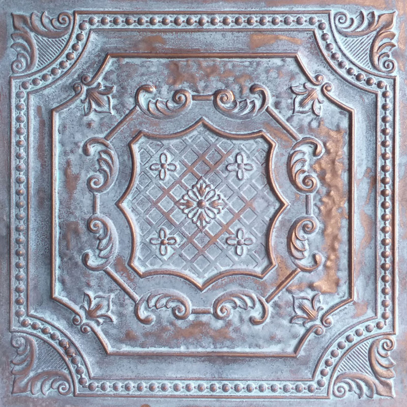 Pavillon élisabéthain de 2 pi x 2 pi Tuile de plafond à poser ou à coller, Cuivre délavé