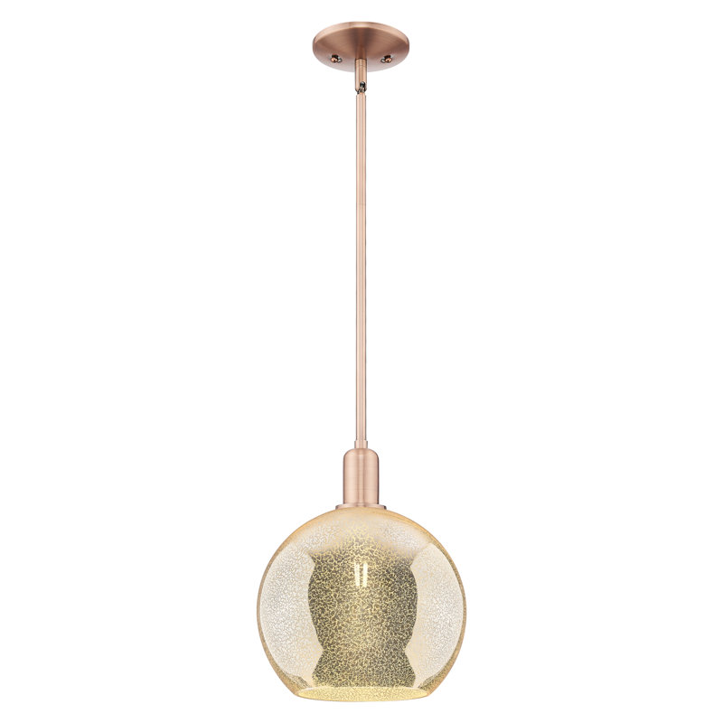 Mini-luminaire suspendu 1 lumière Arcadia - Athens, H 9 po x l 10 po x P 10 po, Mercure, Cuivre antique