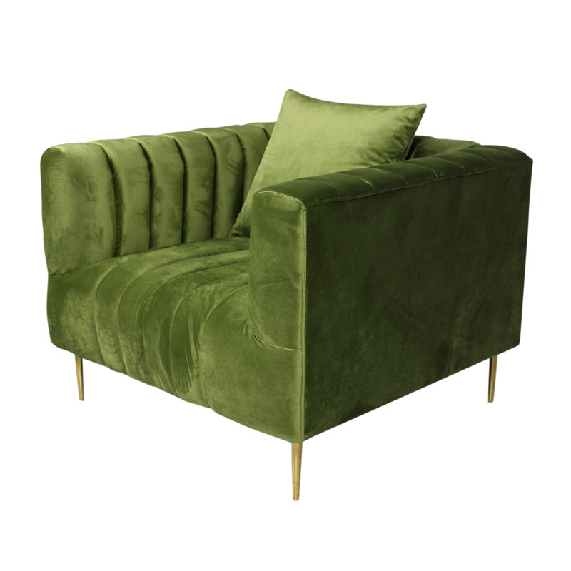 Gleaves Velvet Accent Chair, Olive Velvet