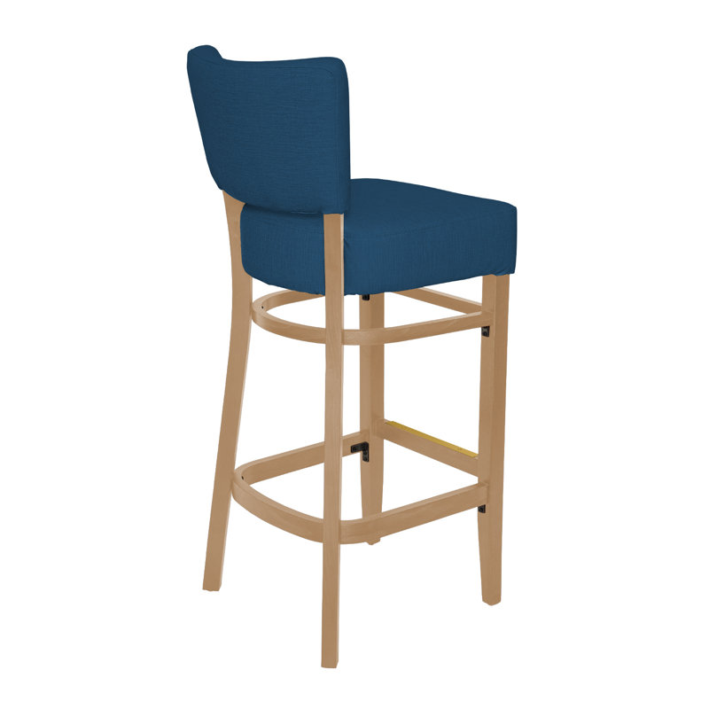 Tabouret de bar Madison, Marine, Bois naturel