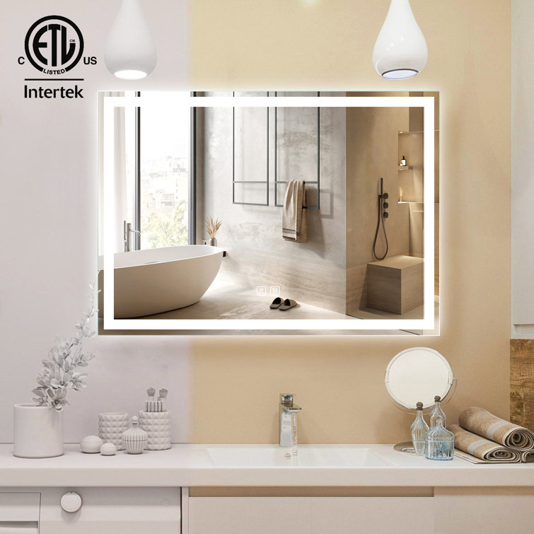 Orren Ellis LED Bathroom Mirror, Dimmable Vanity Mirror Anti-Fog Wall  Mounted With Lights  Reviews Wayfair