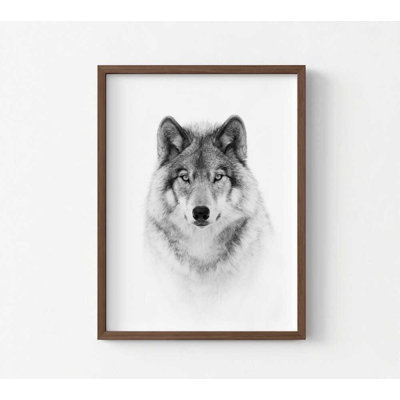 Impression de portrait de loup Timber - design noir et blanc calme