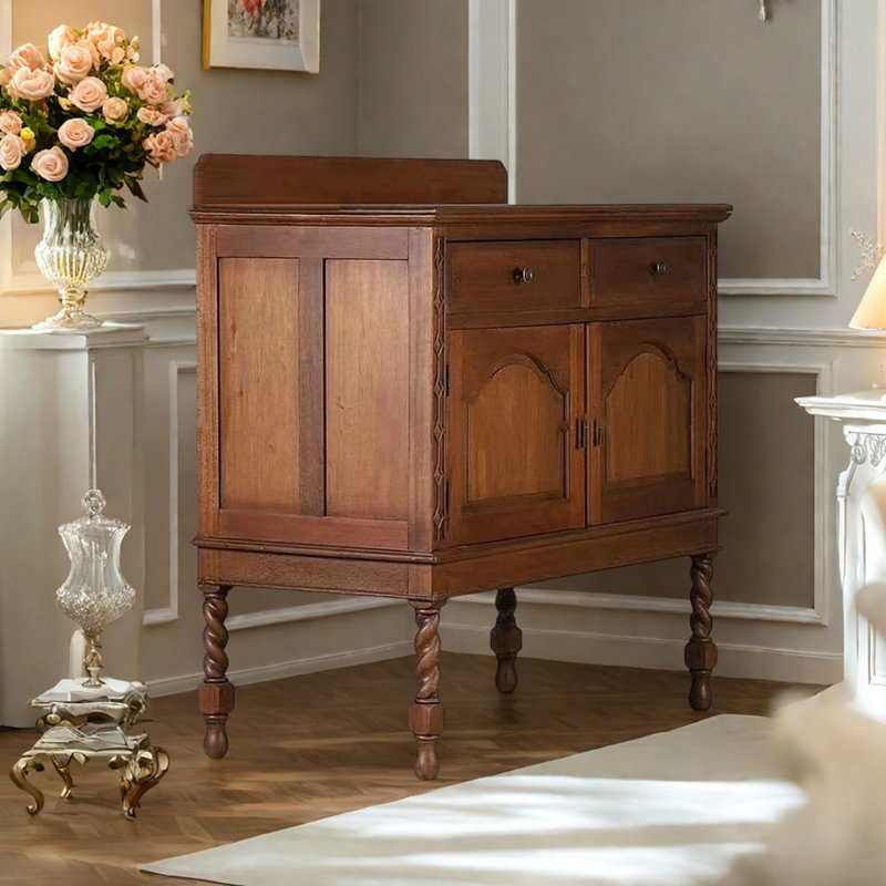 Armoire d'appoint de style français rétro de couleur unie