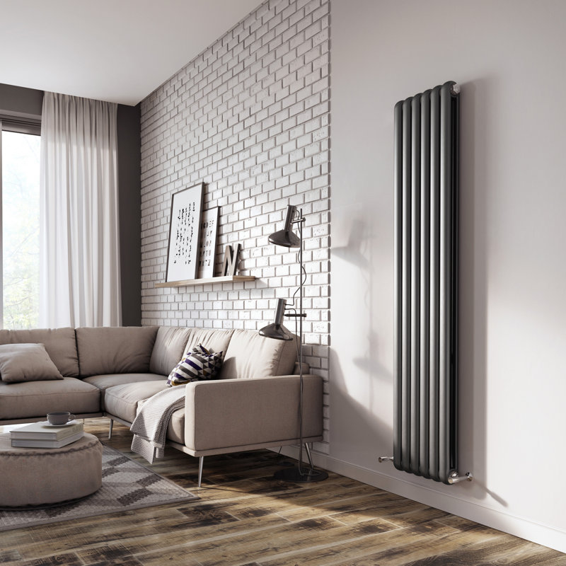 Purcell Vertical Double Panel Radiator, Anthracite, 180cm H x 38cm W x 10cm D