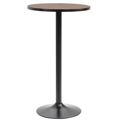 42" H Bistro Table With Natural Warmth Of Wood And Metal Base - Indoor & Outdoor Use Round Bar Surface Support For Different Areas