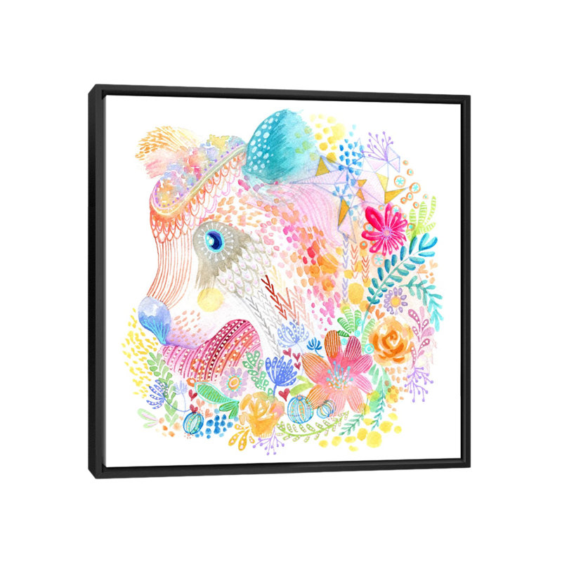 Flower Cub by Stephanie Corfee - Gallery-Wrapped Canvas Giclée, 18" H x 18" W x 1.5" D, Black Framed Canvas, No Mat