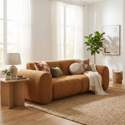 Canapé rembourré 79 po avec accoudoirs arrondis 79 po, siège ergonomique à dossier arrondi, coussins en mousse haute densité, panneaux sans assemblage, canapé doux à profil bas pour le salon