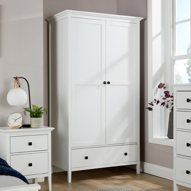 Alexandrina 1 or 2 Door Wardrobe with Hanging Rail White, 180"H x 97"W x 56"D