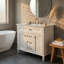 Ensemble de meuble-lavabo 36 po en bois massif et panneau de fibres à densité moyenne avec évier, armoire de rangement robuste avec portes à fermeture en douceur et 3 tiroirs (blanc / noir / vert)-2048689753