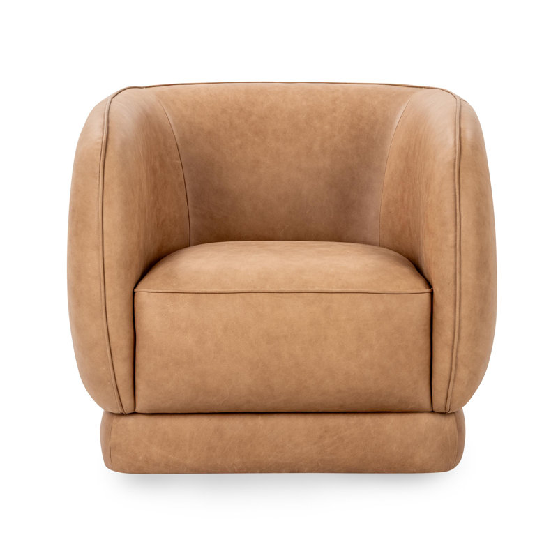 Rinner Leather Swivel Club Chair, Heritage Tan Genuine Leather