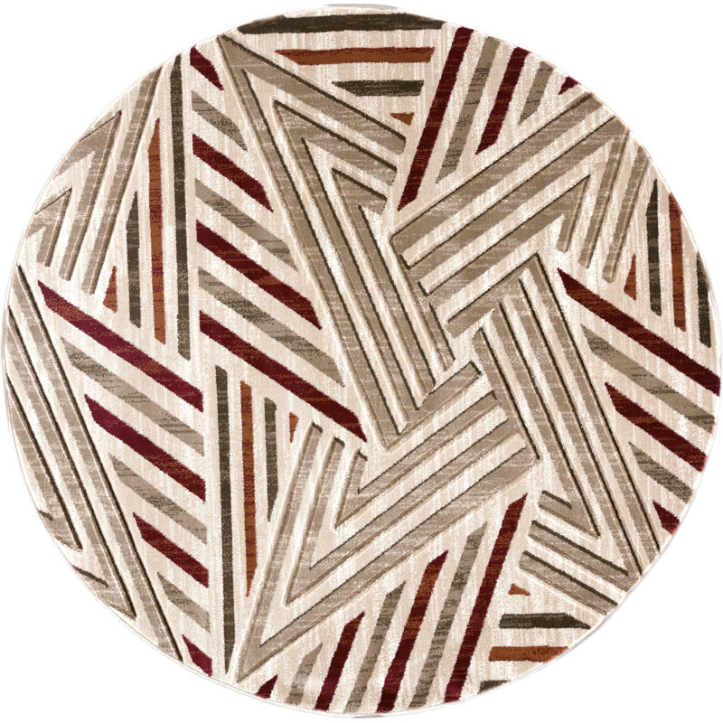 Alexia Collection Geometric Modern & Contemporary Area Rug, 8'1 Round