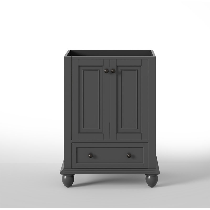 Base de meuble-lavabo simple 24 po seulement, surface peinte, portes à fermeture en douceur, Gris