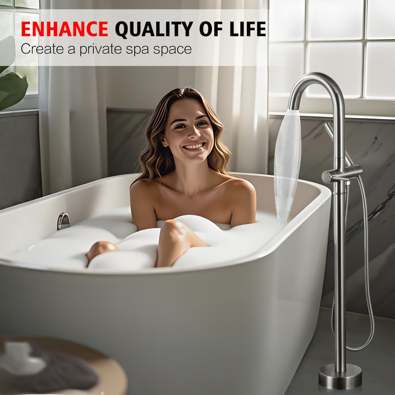Robinet de baignoire autoportant Sumerain, Nickel brossé