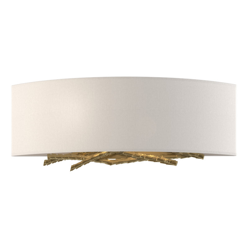 Brindille 2 - Light Flush Mounted Sconce, Modern Brass, Flax Shade