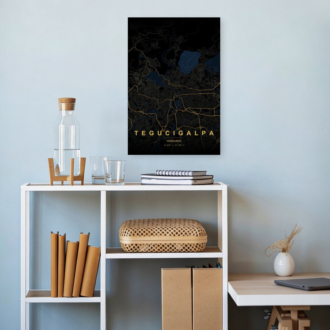 Tegucigalpa Night Map Abstract Elegant Minimalist City Wall Art Print