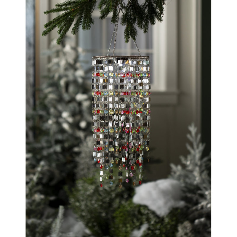 Luminaire suspendu d'extérieur à énergie solaire intégré Muid, H 30,75 po x l 8,5 po x P 8,5 po, Multicolore
