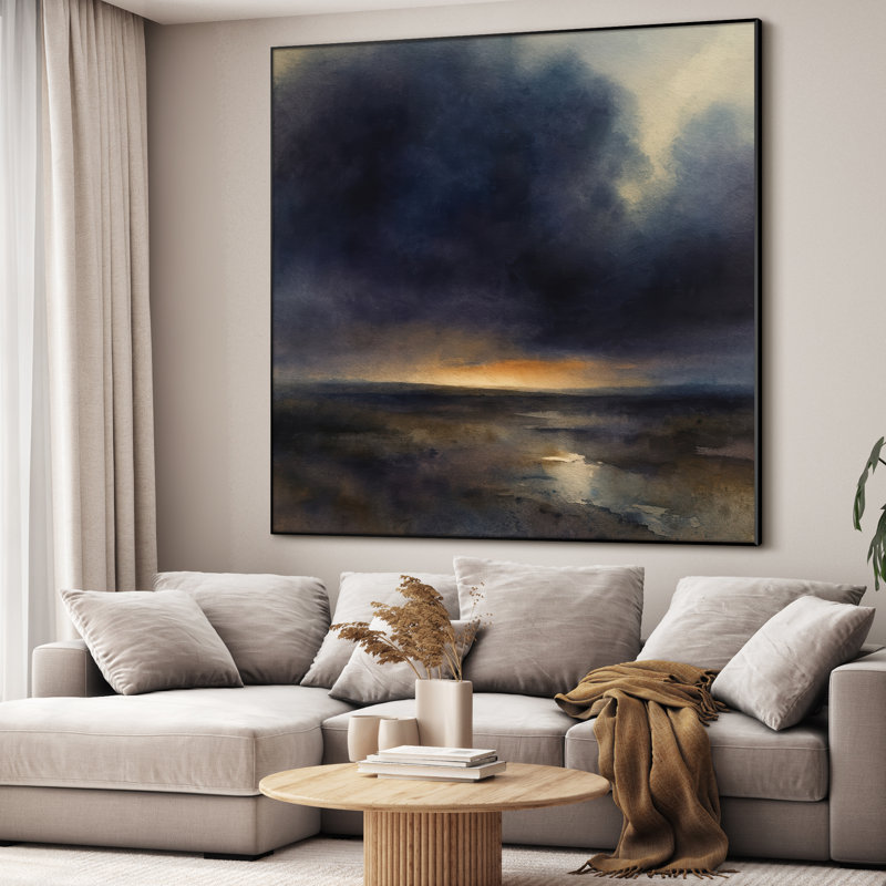 Extra Large Wall Art Fabric Print - Abstract Landscape Vintage Artwork Artwork Decor for Living Room or Bedroom - "Frame Assembly Required (Unfinished Frame)"