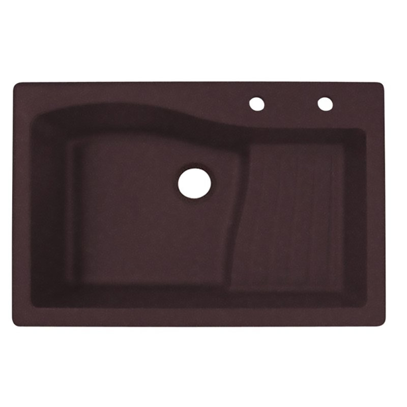 33'' L Mounting / Installation Required Single Bowl Quartz Kitchen Sink, 2 Hole 2C, Espresso