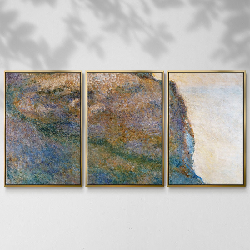 «Cliff at Petit Ailly», 1896, reproduction sur toile flottante 3 pièces, H 36 po x l 75 po, Or