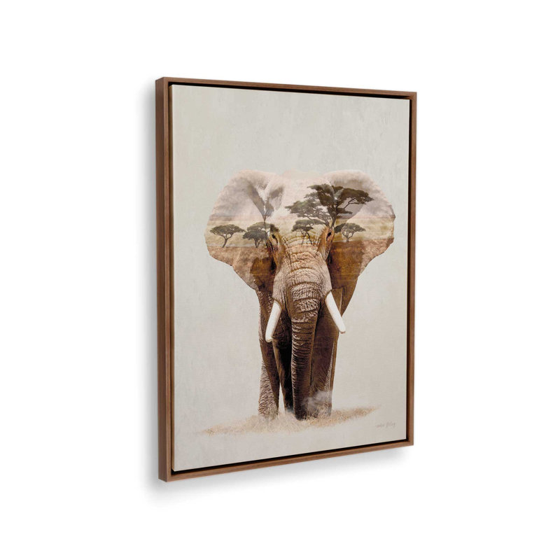 «Landscape Elephant Fusion» par Amber Sterling, reproduction d'art, 12 W x 16 H, Toile avec cadre, Brun