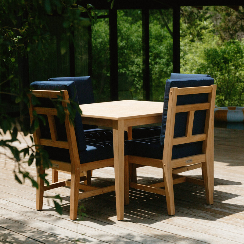Solerno Heated Square Dining Set — Table + 4 Armless Chairs — Dove, Dove