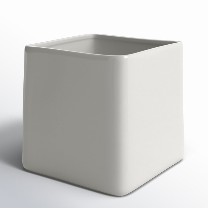 Pot à fleurs en céramique Demetria, Blanc, H 6,25 po x l 6,25 po x P 6,25 po