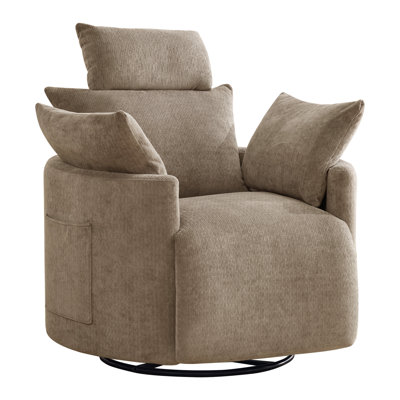 Round Swivel Recliner with Adjustable Headrest, Power & Manual Options