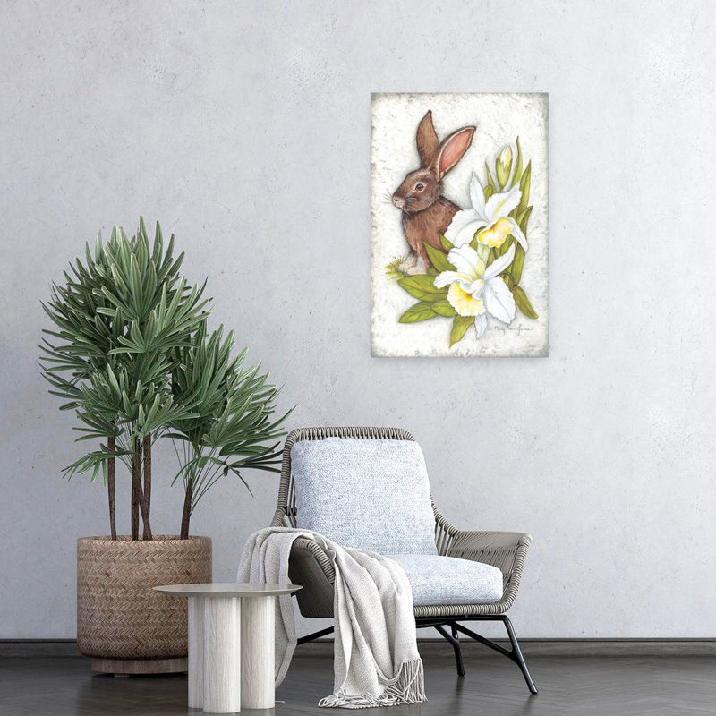 Iris, fleur de lapin jonquille contemporain, 24" H x 16" W