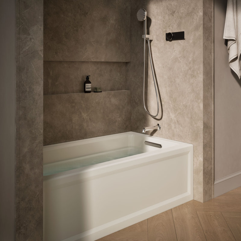 Archer 60" x 32" Alcove/Tile Soaking Bathtub, Biscuit, Right