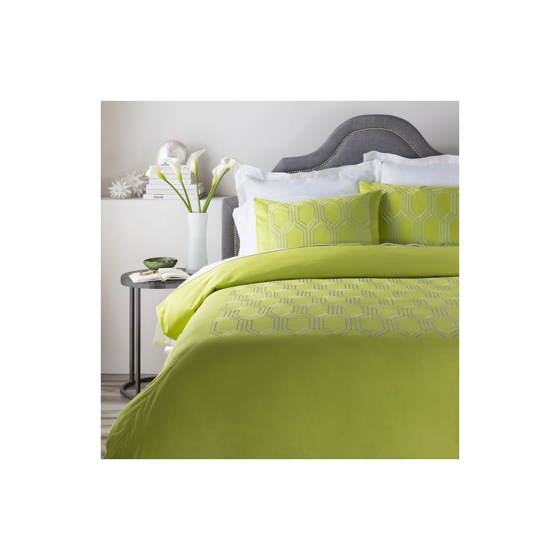 Empire Cotton Blend Geometric Sham Set, Euro, Green
