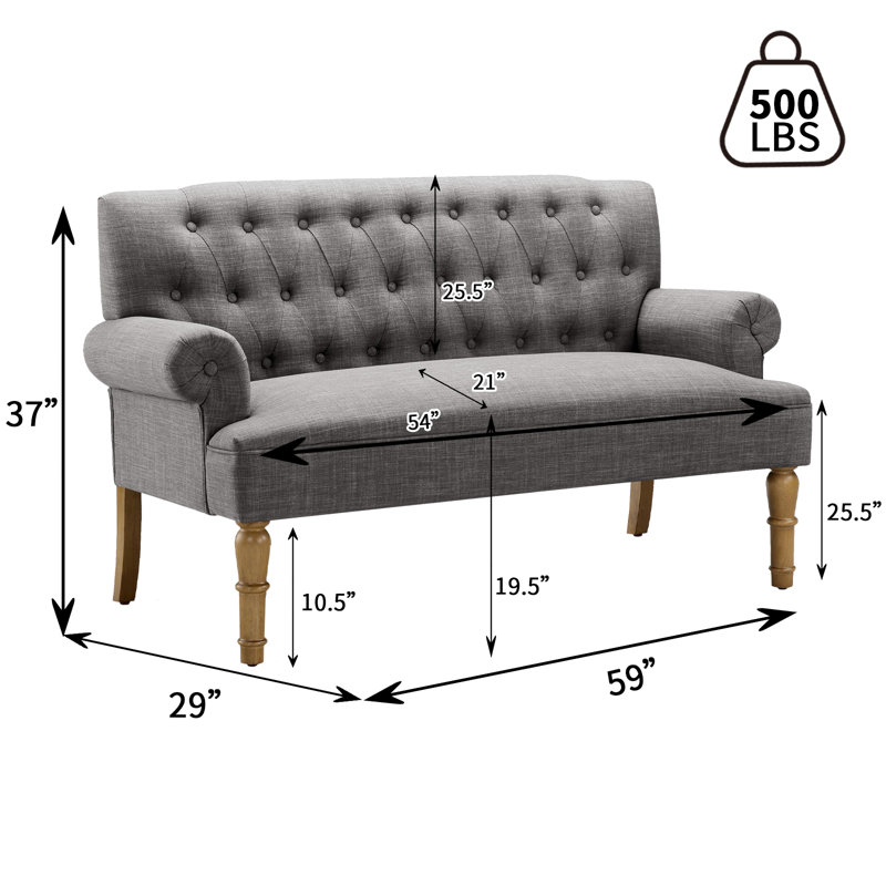 Dudden 59'' Reception Loveseat, Grey