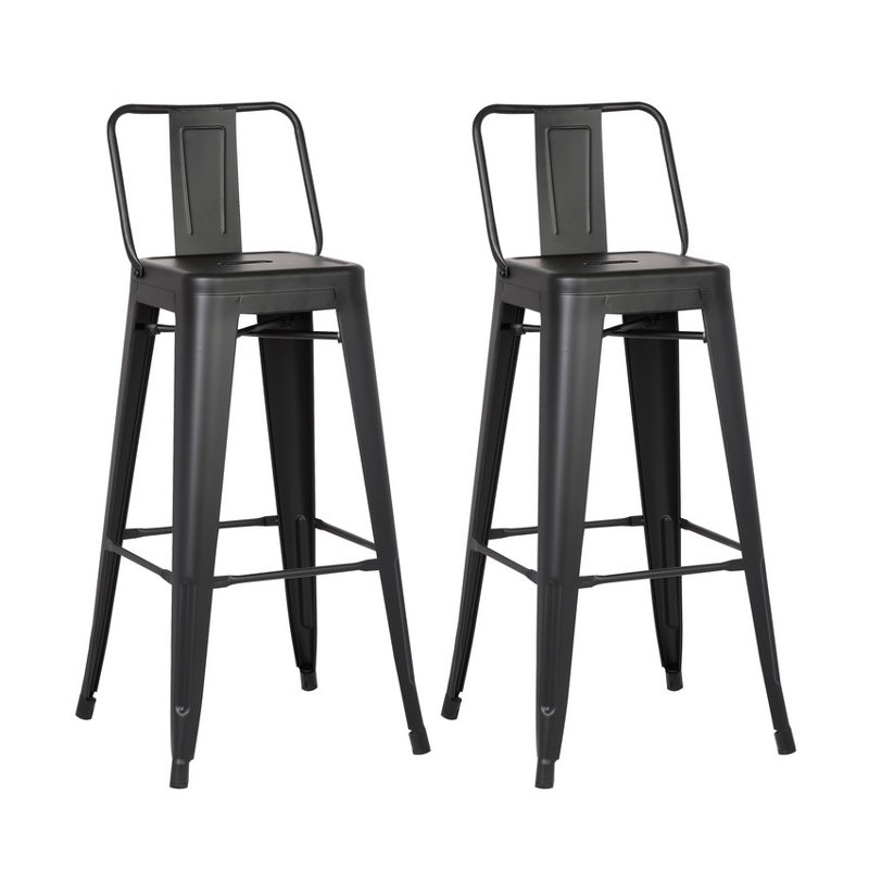 Shee (ensemble de 2) chaises de bar 30 po en métal noir