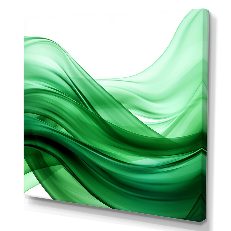 «Green and White Fractal Waves III», reproduction d'art mural, Toile tendue, 36" H x 36" W