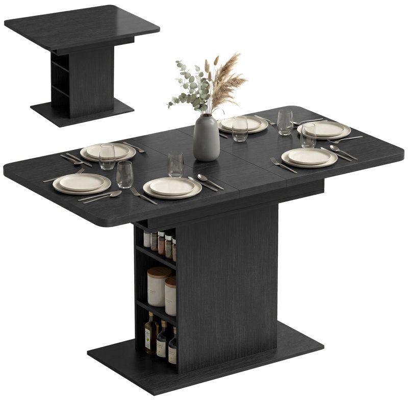 HOMCOM Extendable Dining Table for 4-6 People 110-130cm, Black