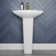 33.8" Tall White Rectangular Vitreous China Pedestal Bathroom Sink with Overflow