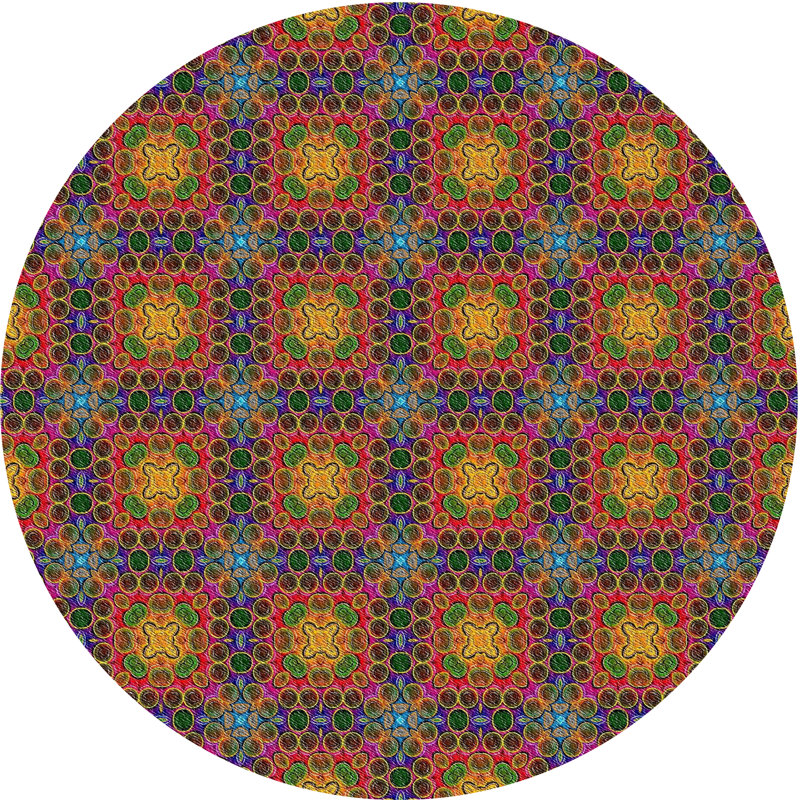 Jaune Tapis décoratif, Rond 3 pi