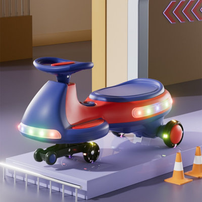 Rechargeable Electric Wiggle & Swing 2-in-1 Ride-On Car with Pedal, Flashing Wheels, Anti-Rollover & 2 Speeds for Kids Ages 3+
