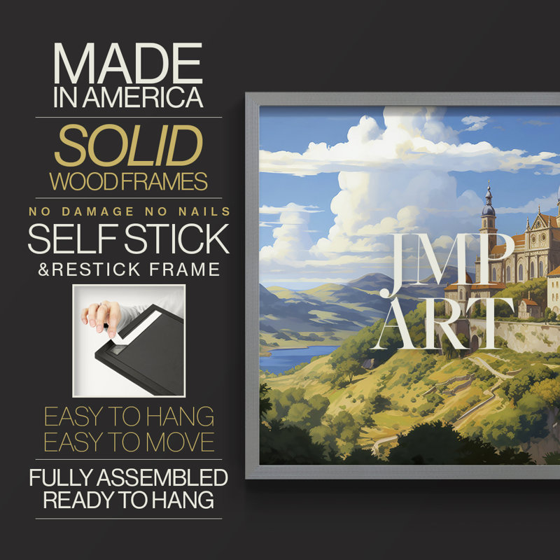 Landscape Series-C -Framed Print - Restickable, 16" H x 20" W, Gray